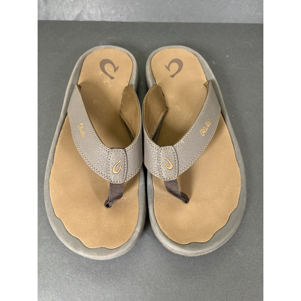 OluKai Ohana Men's 14 Flip Flop Sandals Dark Java Ray Brown 10110A-4827
